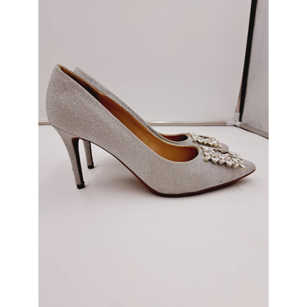 Dream Pairs StilettoHeel Pointed Toe Rhinestone Wedding Dress Slip On Shoes 9.5